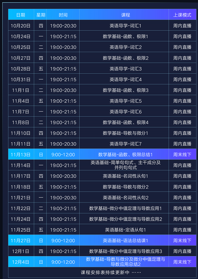 10月20日：凤凰智学计划周内直播开课