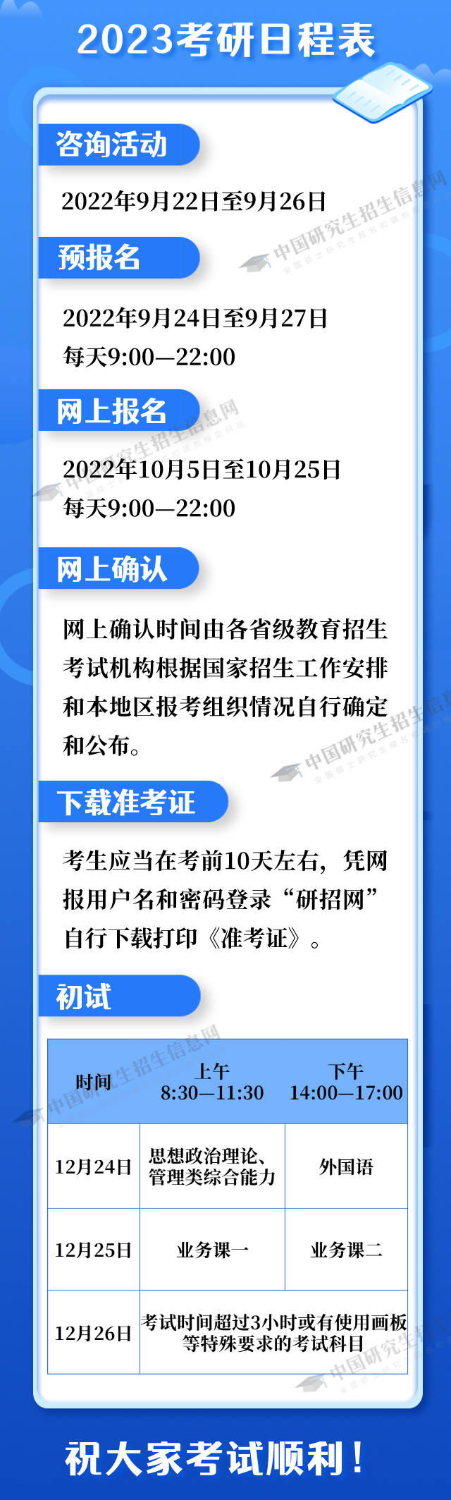 2023考研日程表，请备考同学另存为收藏